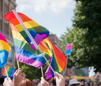 People holding pride flags